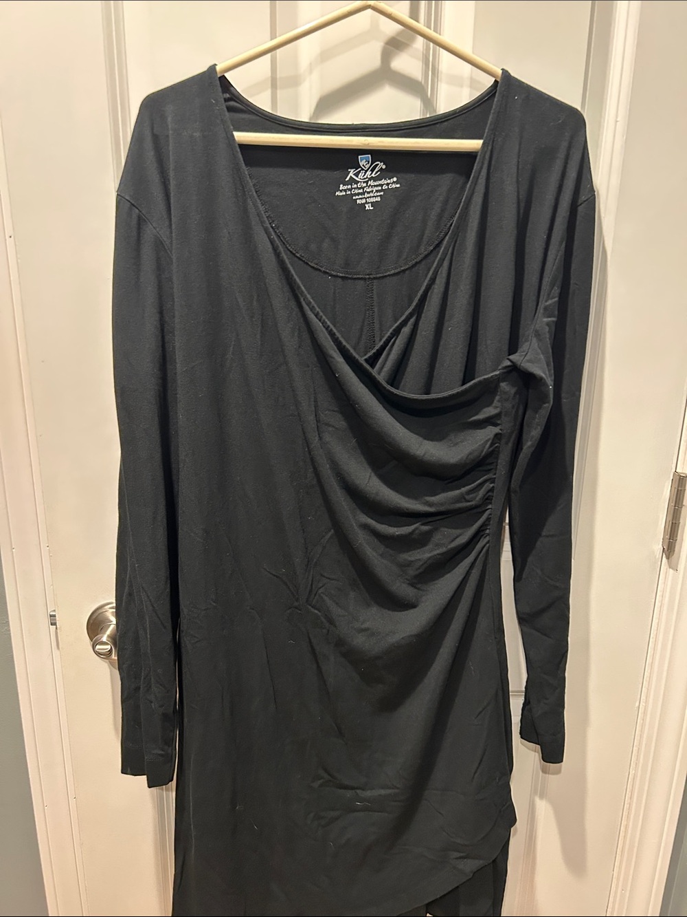 Kuhl Black Draped Long-Sleeve Women’s Dress XL EUC